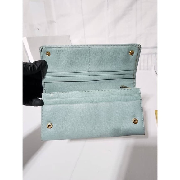 Authentic Prada Saffiano Fiori Wallet Blue - Picture 13 of 15